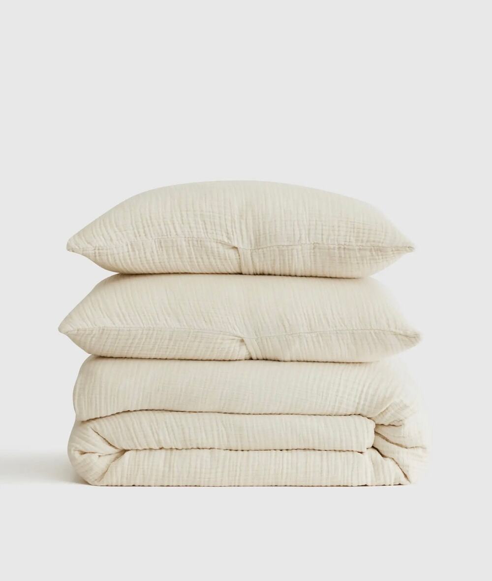 Quince Organic Cotton Gauze Duvet Cover Set Undyed Color King/Cal King NWOT